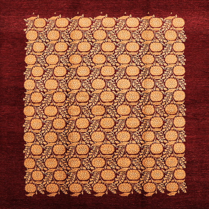 Square Machine Washable Oriental Orange Industrial Area Rugs, wshurb2889org