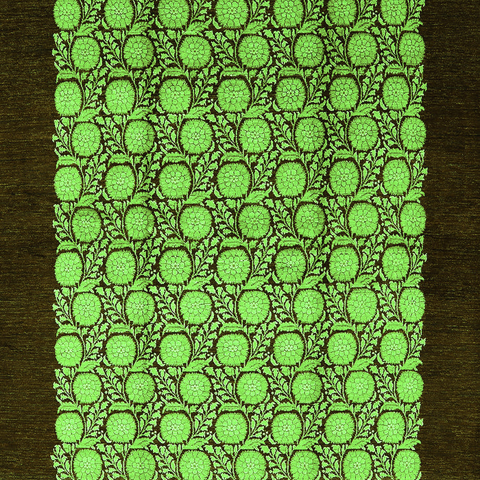 Machine Washable Oriental Green Industrial Area Rugs, wshurb2889grn