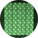 Round Machine Washable Oriental Emerald Green Industrial Area Rugs, wshurb2889emgrn