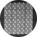 Round Machine Washable Oriental Gray Industrial Rug, wshurb2889gry