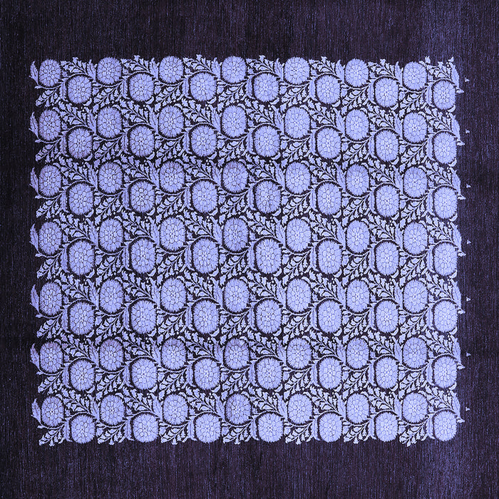 Square Machine Washable Oriental Blue Industrial Rug, wshurb2889blu