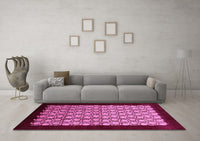 Machine Washable Oriental Pink Industrial Rug, wshurb2889pnk