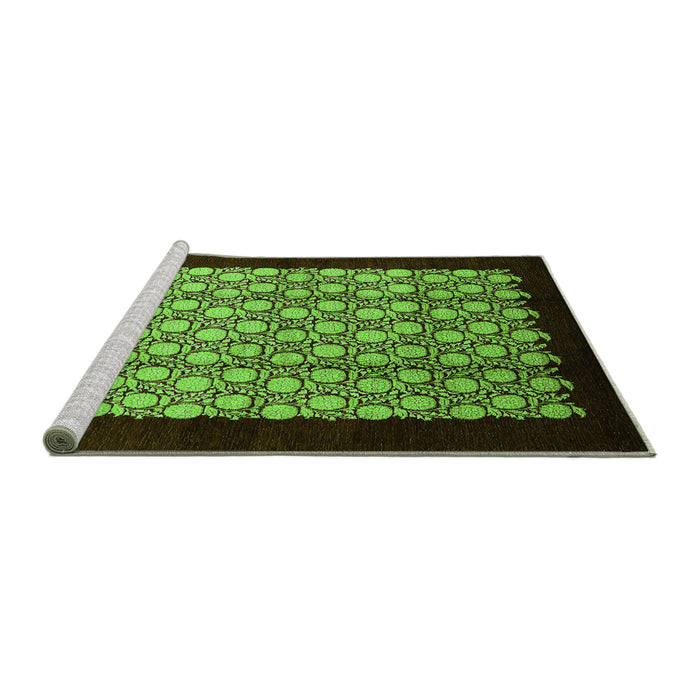 Sideview of Machine Washable Oriental Green Industrial Area Rugs, wshurb2889grn
