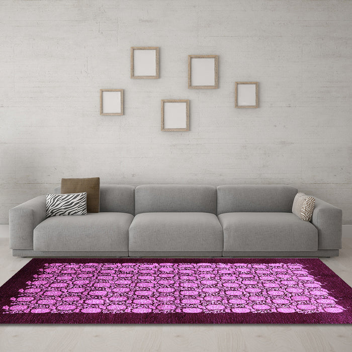 Machine Washable Oriental Purple Industrial Area Rugs in a Living Room, wshurb2889pur