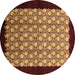 Round Machine Washable Oriental Brown Industrial Rug, wshurb2889brn