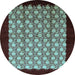 Round Machine Washable Oriental Light Blue Industrial Rug, wshurb2889lblu