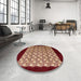 Round Mid-Century Modern Brown Sand Brown Oriental Rug in a Office, urb2889