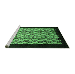 Sideview of Machine Washable Oriental Emerald Green Industrial Area Rugs, wshurb2889emgrn