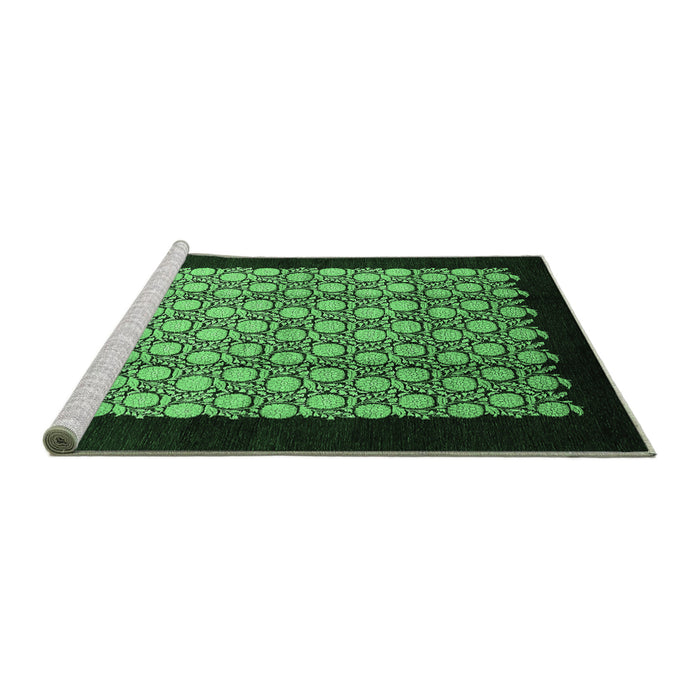 Sideview of Machine Washable Oriental Emerald Green Industrial Area Rugs, wshurb2889emgrn