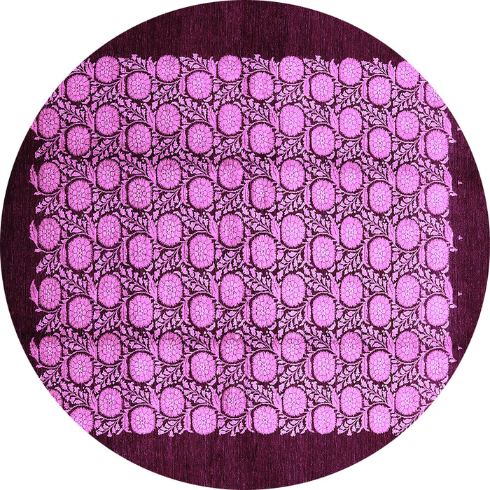 Round Machine Washable Oriental Purple Industrial Area Rugs, wshurb2889pur