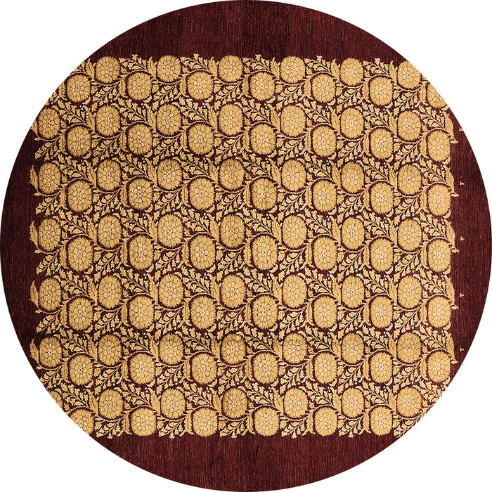Round Oriental Brown Industrial Rug, urb2889brn