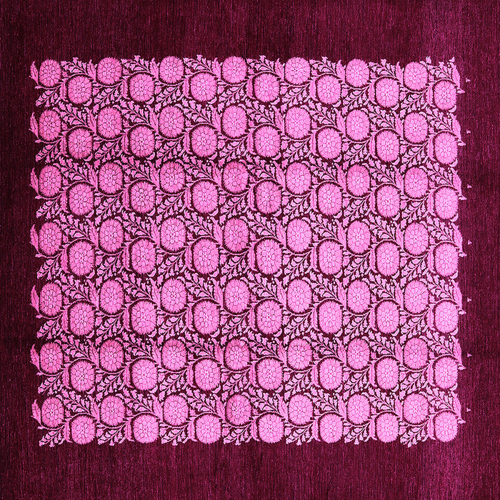 Square Machine Washable Oriental Pink Industrial Rug, wshurb2889pnk