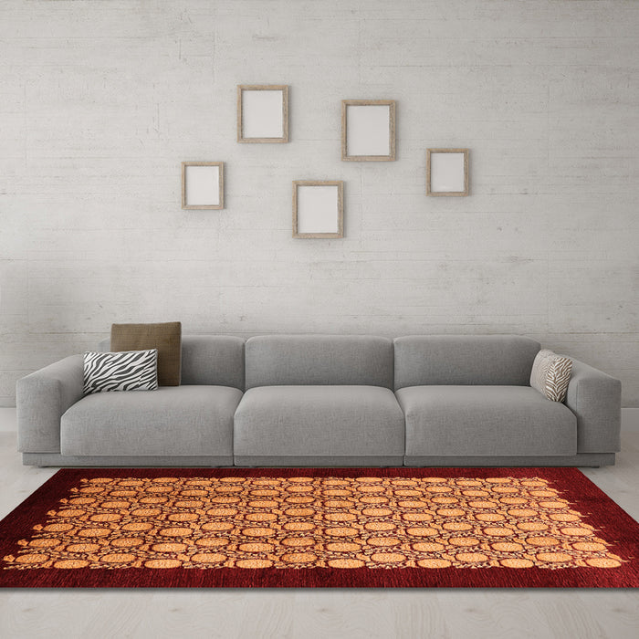 Machine Washable Oriental Orange Industrial Area Rugs in a Living Room, wshurb2889org