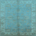 Square Oriental Light Blue Traditional Rug, urb2890lblu