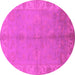 Round Oriental Pink Traditional Rug, urb2890pnk