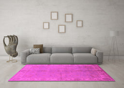 Machine Washable Oriental Pink Traditional Rug in a Living Room, wshurb2890pnk