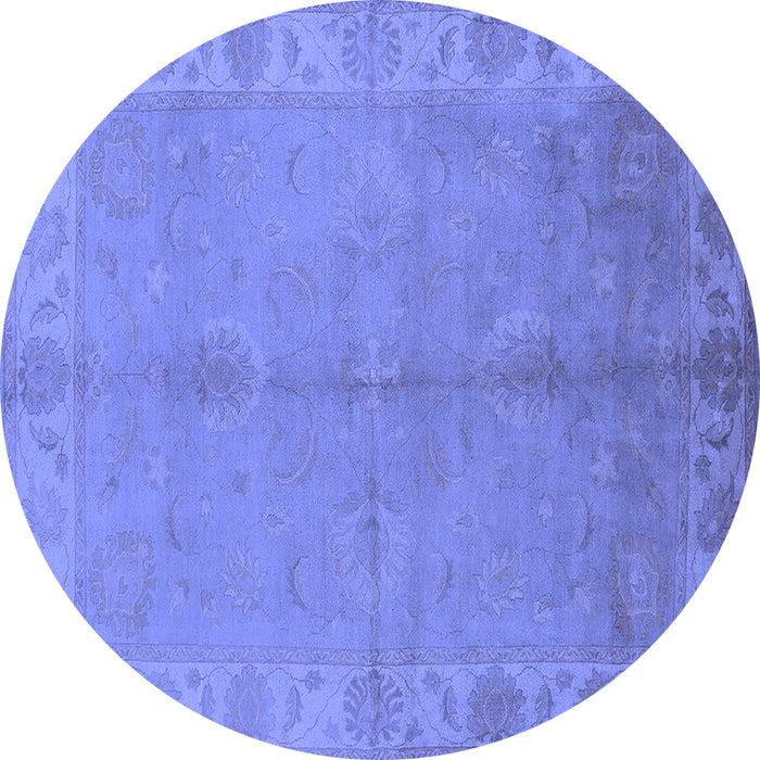 Round Oriental Blue Traditional Rug, urb2890blu
