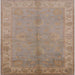 Square Mid-Century Modern Dark Almond Brown Oriental Rug, urb2890