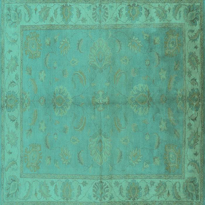 Square Oriental Turquoise Traditional Rug, urb2890turq