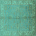 Square Oriental Turquoise Traditional Rug, urb2890turq