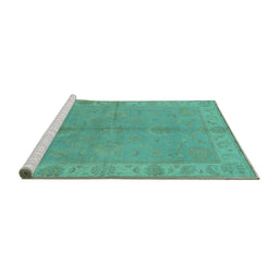 Sideview of Machine Washable Oriental Turquoise Traditional Area Rugs, wshurb2890turq
