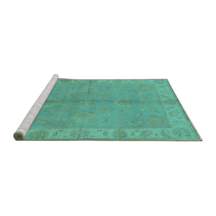 Sideview of Machine Washable Oriental Turquoise Traditional Area Rugs, wshurb2890turq