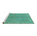 Sideview of Machine Washable Oriental Turquoise Traditional Area Rugs, wshurb2890turq