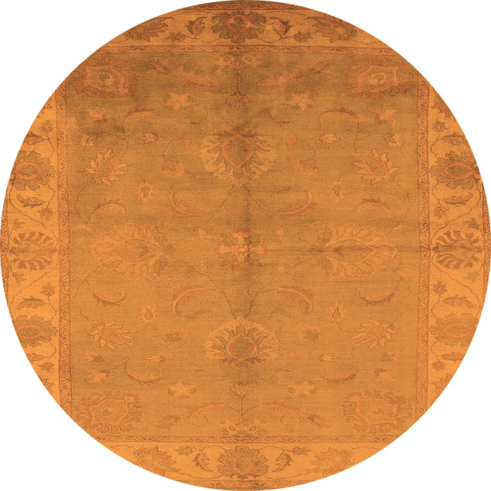 Round Oriental Orange Traditional Rug, urb2890org