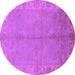 Round Oriental Purple Traditional Rug, urb2890pur