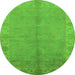 Round Machine Washable Oriental Green Traditional Area Rugs, wshurb2890grn