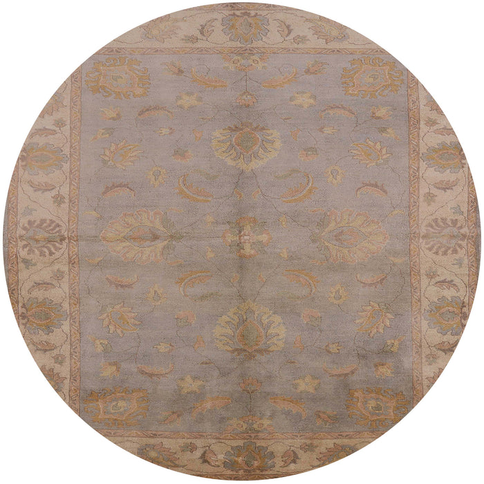 Round Mid-Century Modern Dark Almond Brown Oriental Rug, urb2890