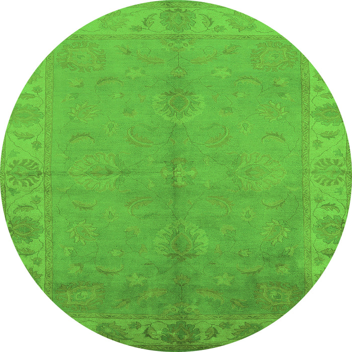 Round Oriental Green Traditional Rug, urb2890grn