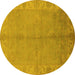Round Oriental Yellow Traditional Rug, urb2890yw