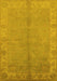 Machine Washable Oriental Yellow Traditional Rug, wshurb2890yw