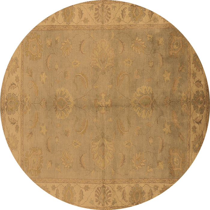 Round Oriental Brown Traditional Rug, urb2890brn