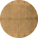 Round Oriental Brown Traditional Rug, urb2890brn