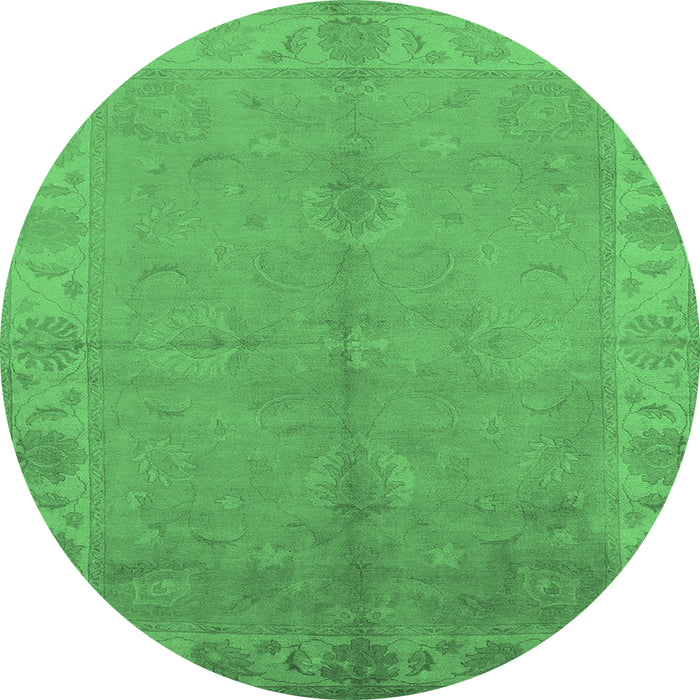 Round Oriental Emerald Green Traditional Rug, urb2890emgrn
