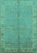 Machine Washable Oriental Turquoise Traditional Area Rugs, wshurb2890turq