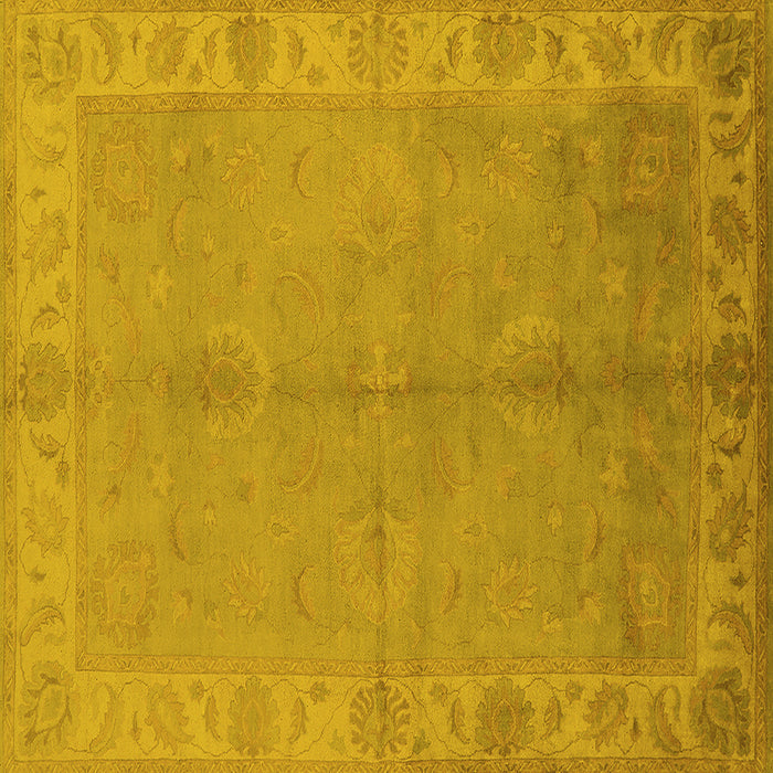 Square Oriental Yellow Traditional Rug, urb2890yw