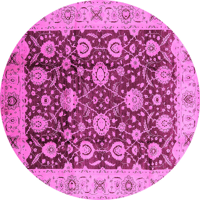 Round Oriental Pink Traditional Rug, urb2891pnk