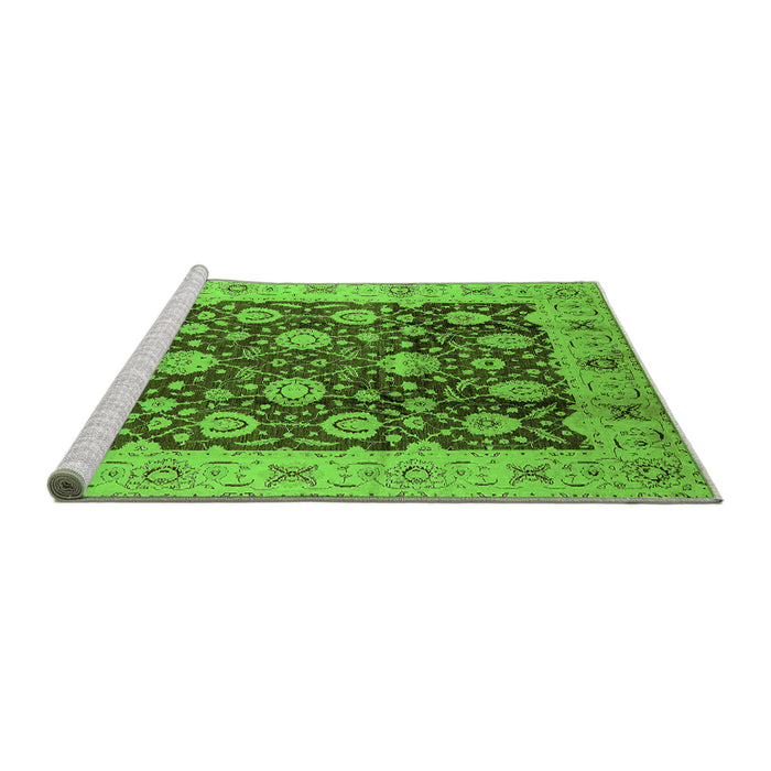 Sideview of Machine Washable Oriental Green Traditional Area Rugs, wshurb2891grn
