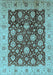 Machine Washable Oriental Light Blue Traditional Rug, wshurb2891lblu