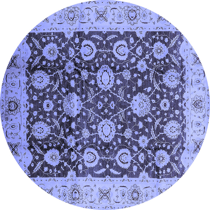 Round Oriental Blue Traditional Rug, urb2891blu