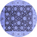 Round Oriental Blue Traditional Rug, urb2891blu