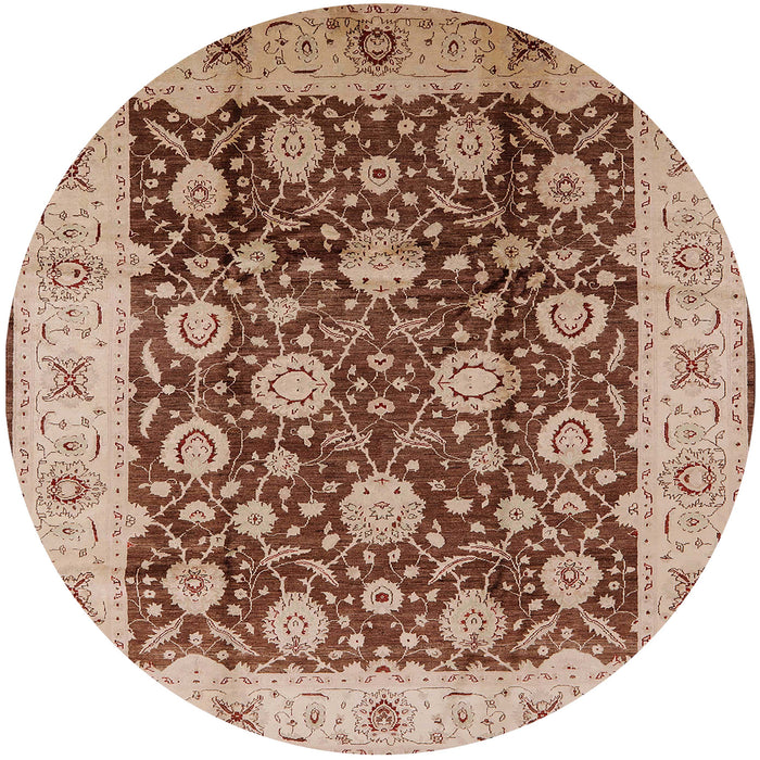 Round Mid-Century Modern Brown Oriental Rug, urb2891