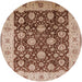 Round Mid-Century Modern Brown Oriental Rug, urb2891