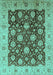 Machine Washable Oriental Turquoise Traditional Area Rugs, wshurb2891turq