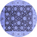 Round Machine Washable Oriental Blue Traditional Rug, wshurb2891blu