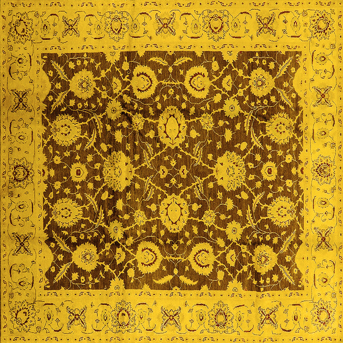 Square Oriental Yellow Traditional Rug, urb2891yw