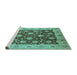 Sideview of Machine Washable Oriental Turquoise Traditional Area Rugs, wshurb2891turq